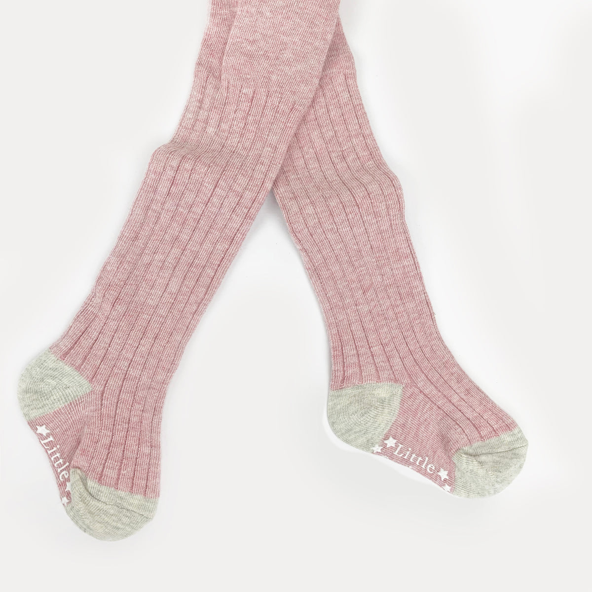 Non-Slip Super Soft Ribbed Baby and Toddler Tights in Dusty Pink - 0-2 Years