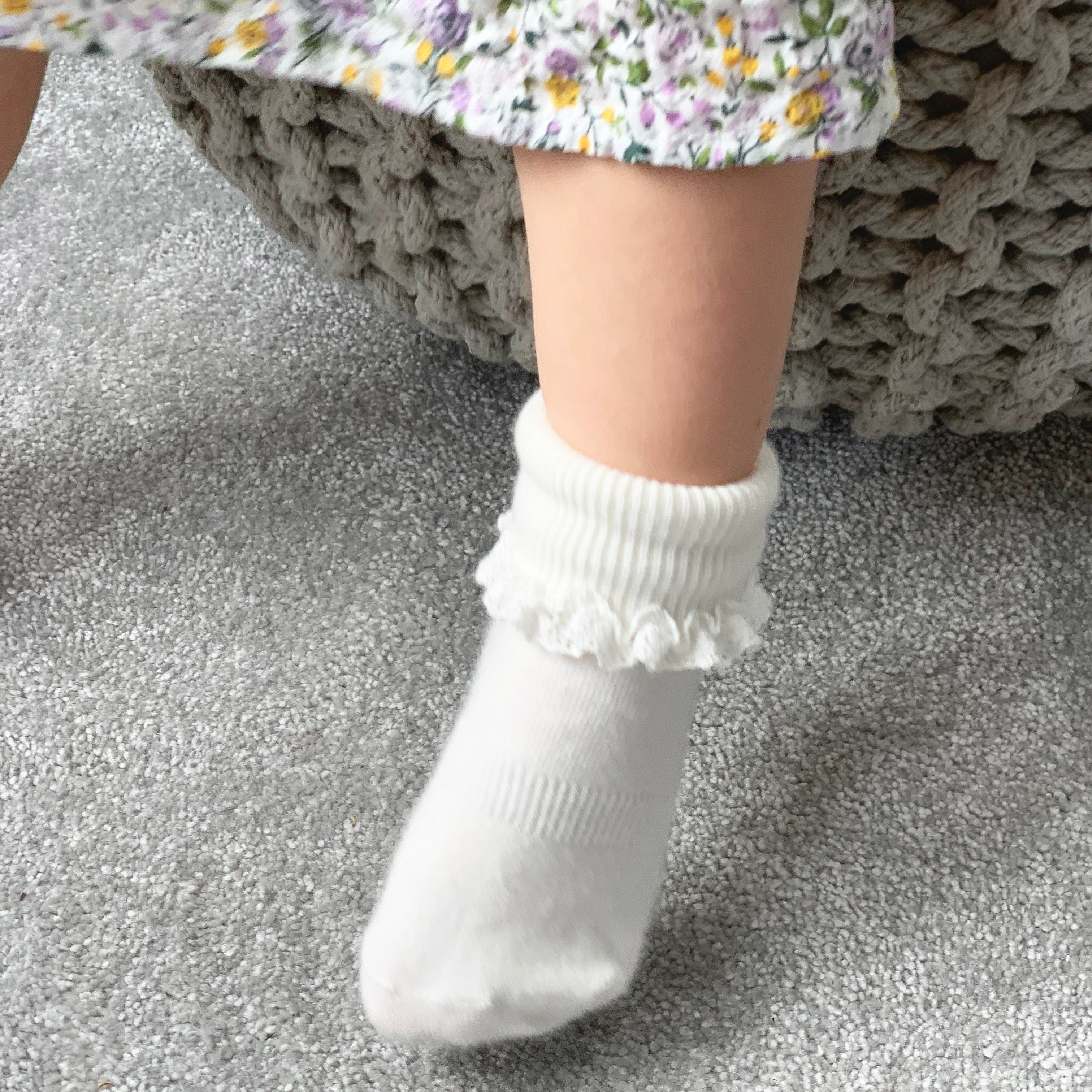 White frilly deals socks baby