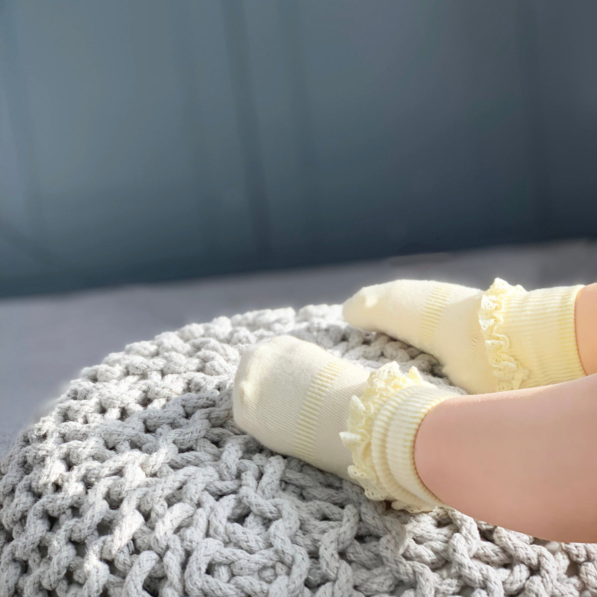Frilly Non-Slip Stay-On Baby and Toddler Socks - Lemon Drop