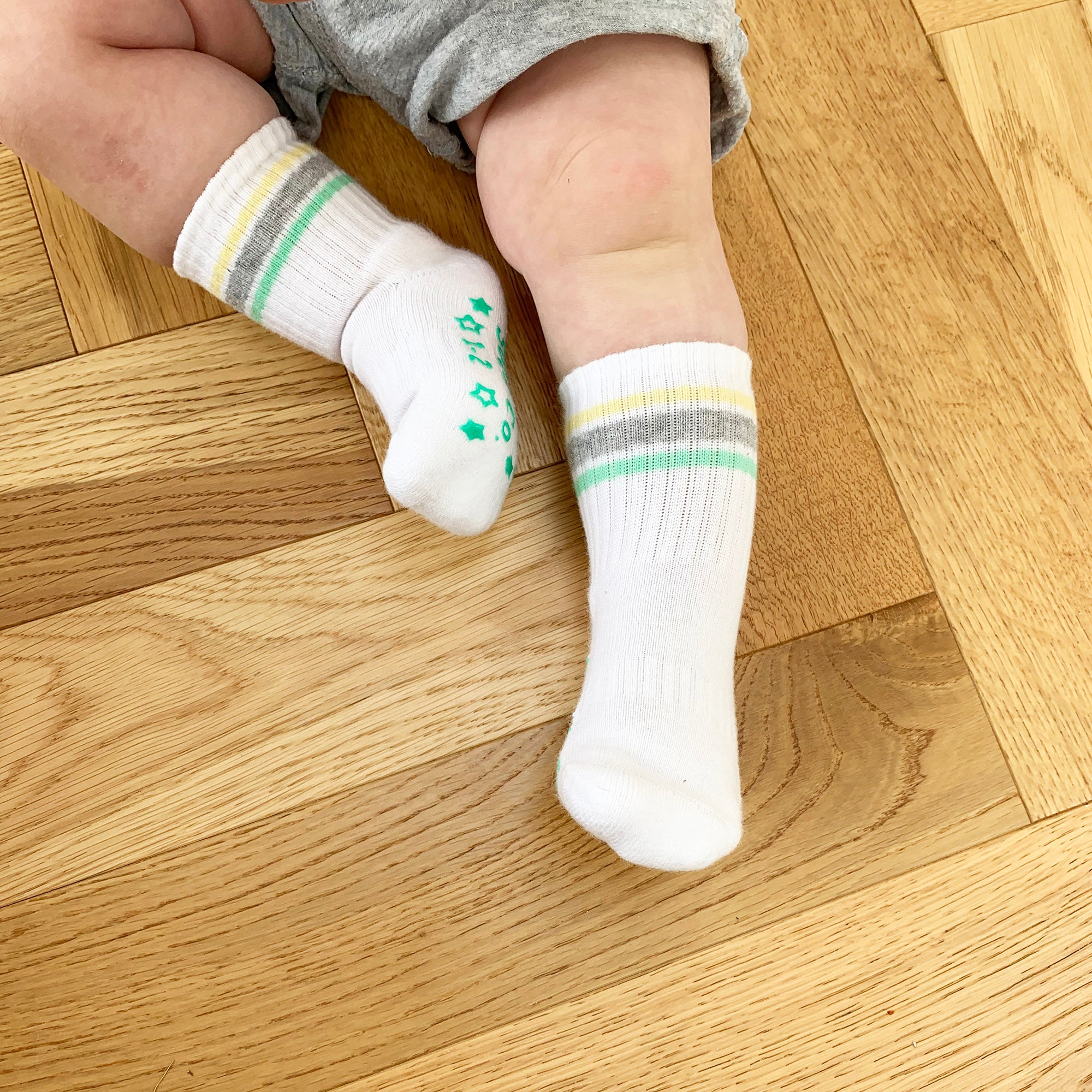 Non Slip Stay on Baby Toddler Organic Quarter Crew Sporty Socks 3 The Little Sock Company