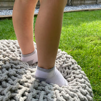 Non-Slip Stay-on Baby & Toddler Organic Trainer Socks 3 pack - Summer Socks - White/Grey