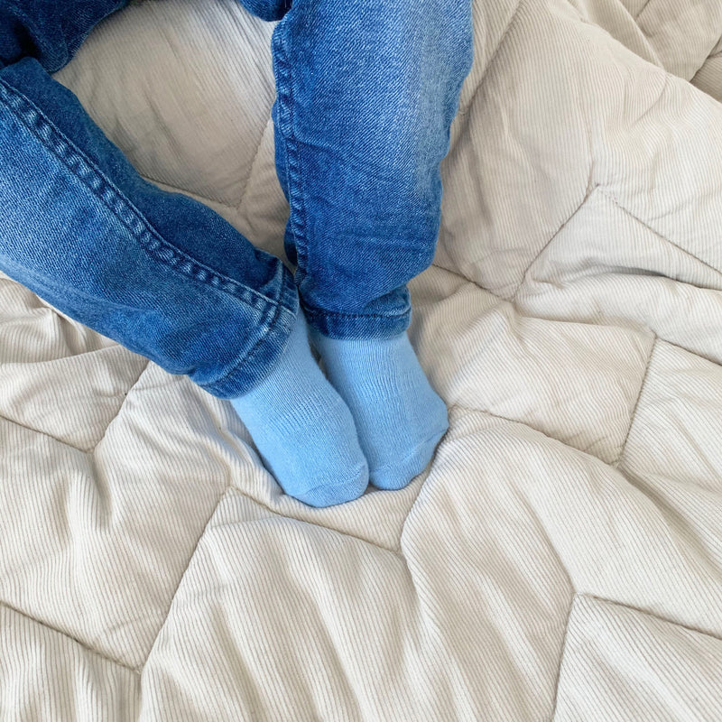 Non-Slip Stay on Baby and Toddler Socks - 5 Pack in Ocean Blue & White