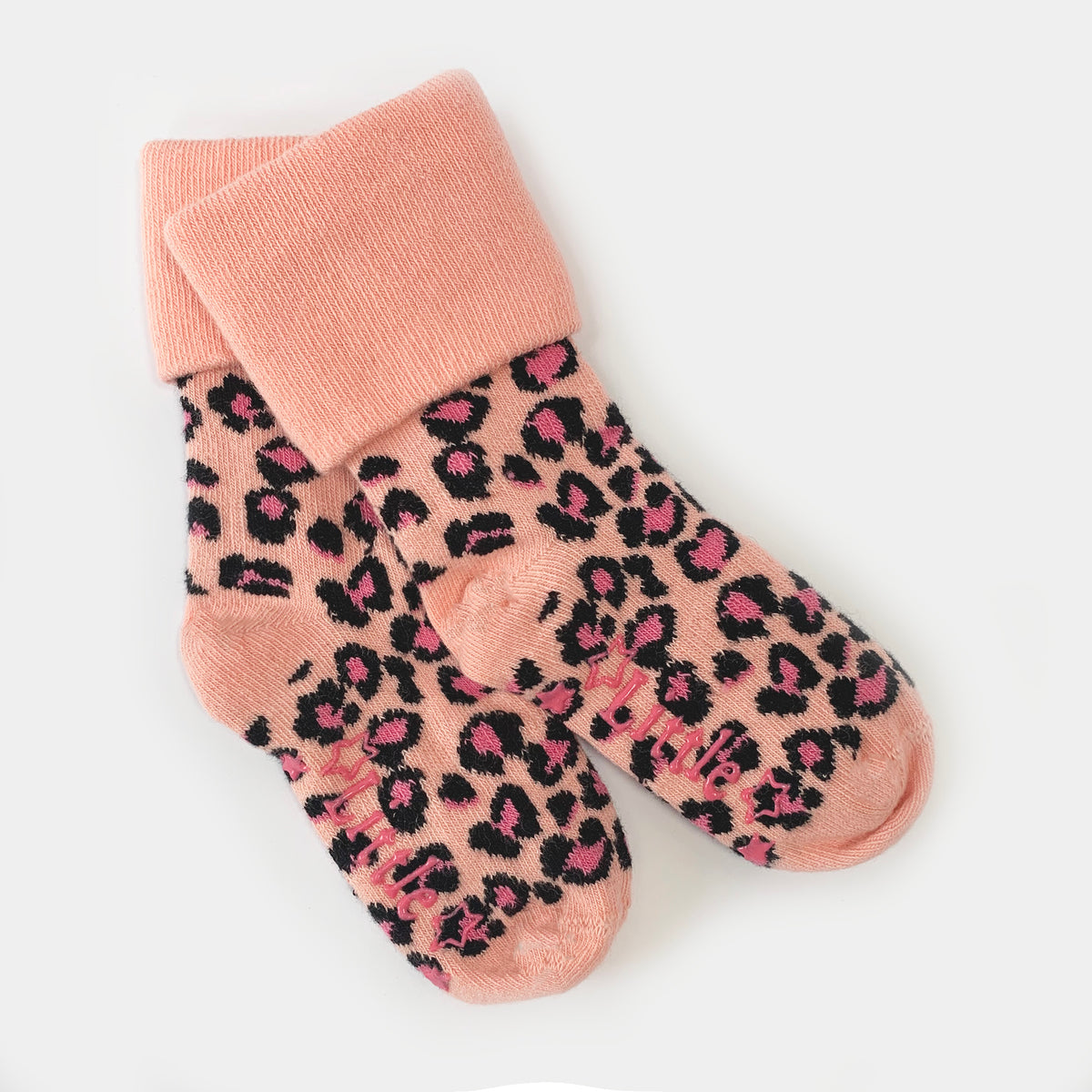 Non-Slip Stay On Baby and Toddler Socks - 3 Pack in Fairy Tale Pink, Pink Animal  & Peachy stripe