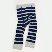 Baby Leggings with non-Slip Knees - Navy + Grey Wide Stripe Footless tights