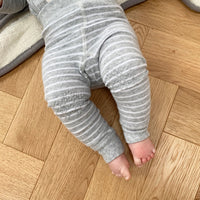 Crawling Baby and Toddler Leggings with Non-Slip Silicone Knees - Grey Stripe