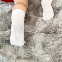 Non-Slip Stay On Baby and Toddler Socks - 3 Pack in Plain Snow White