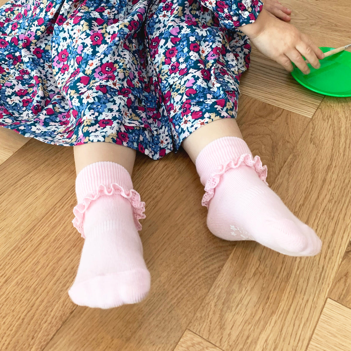 Frilly Non-Slip Stay-On Baby and Toddler Socks - Pink Lemonade