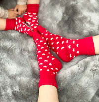 Adults Mini Me Matching Socks in Red Hearts