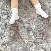 Organic Non-Slip Stay On Baby and Toddler Socks - 3 Pack in Marshmallow White