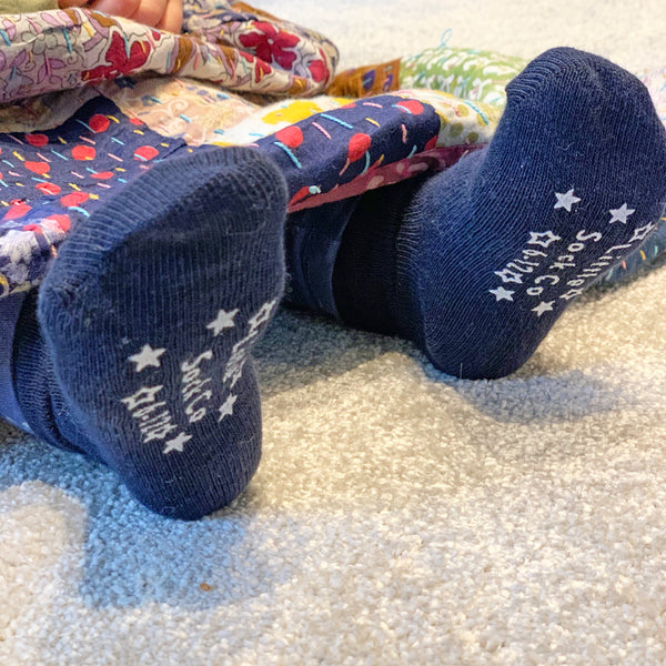 SLIM FIT - Non-Slip Stay on Baby and Toddler Socks | Navy