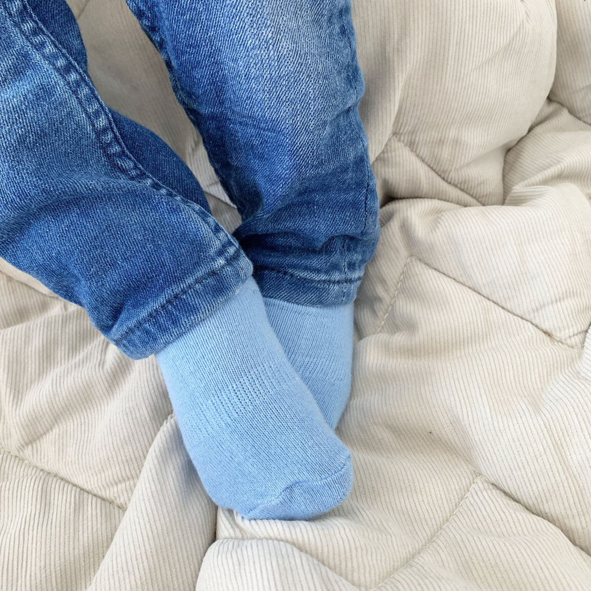 Non-Slip Stay On Baby and Toddler Socks - 3 Pack in Ocean Blue & Grey Sky