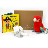Where's Mr Pirate Gift Set for Baby and Toddlers with an Eco Parrot Cuddly