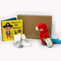 Where's Mr Pirate Gift Set for Baby and Toddlers with an Eco Parrot Cuddly