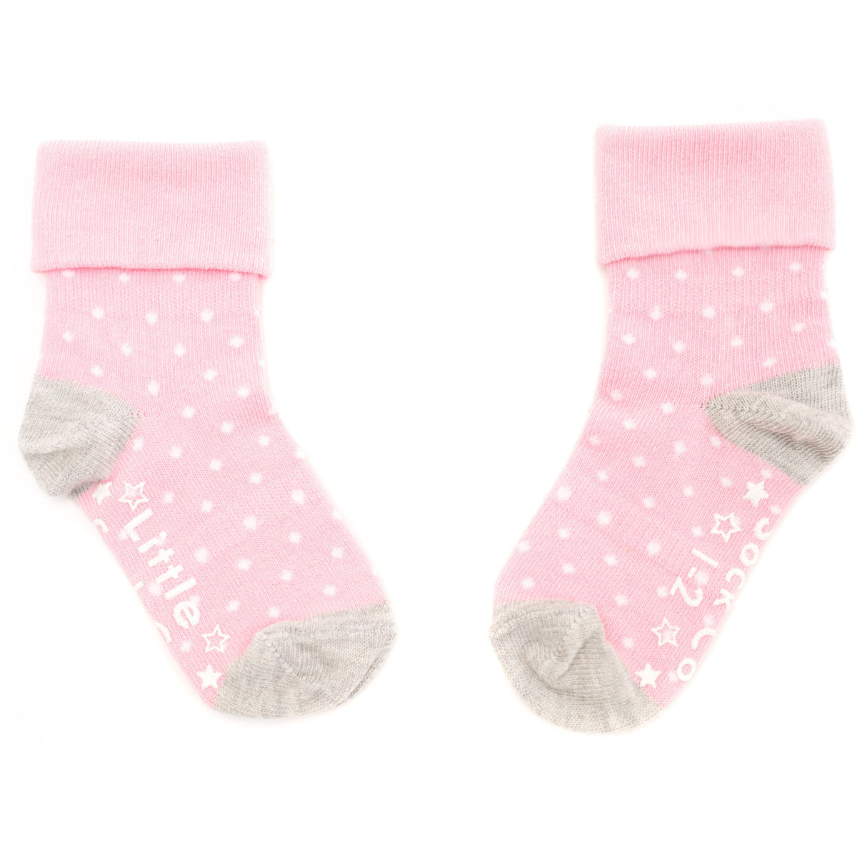 Non-Slip Stay on Baby and Toddler Socks - 5 Pack in Soft Pink & White
