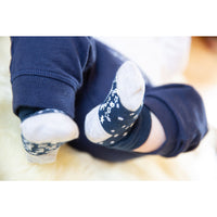 Non-Slip Stay on Baby and Toddler Socks - Unisex 3 Pack in Navy & Grey