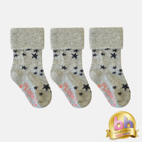 Talipes (clubfoot) Boots and Bar Socks (0 - 7 years) - Non-Slip + Stay On Baby and Toddler Socks - 3 Pack in Grey Star