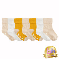 Non-Slip Stay On Baby and Toddler Socks - 7 Pack in Mustard, Oatmeal and White