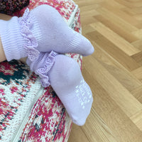 Frilly Non-Slip Stay-on Baby and Toddler Socks - 5 Pack in Amethyst, Navy and Pink Lemonade