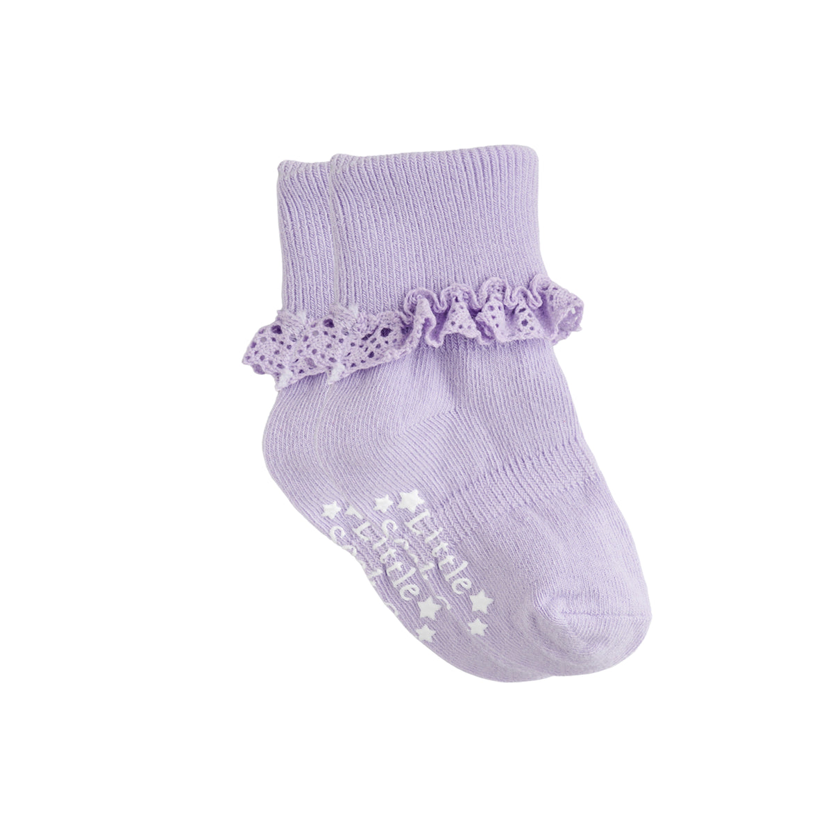 Frilly Non-Slip Stay-On Baby and Toddler Socks - Amethyst