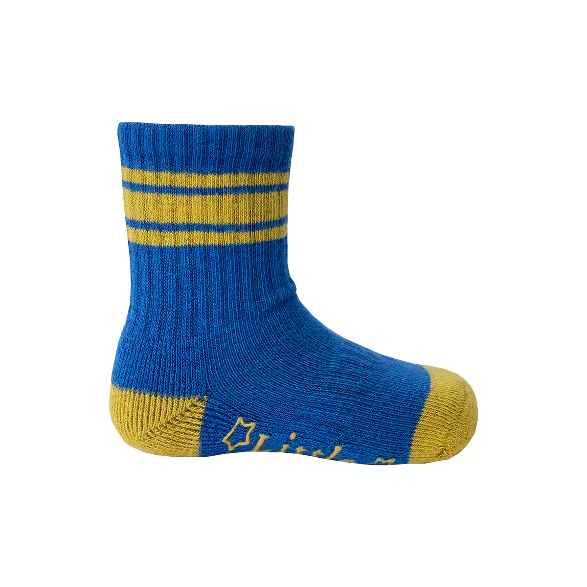 Sporty Non-Slip Stay-on Organic Baby and Toddler Quarter Crew Socks - Blue Single