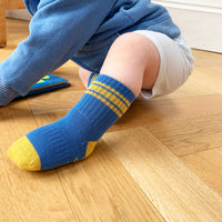 Sporty Non-Slip Stay-on Baby & Toddler Organic Quarter Crew Socks - Blue