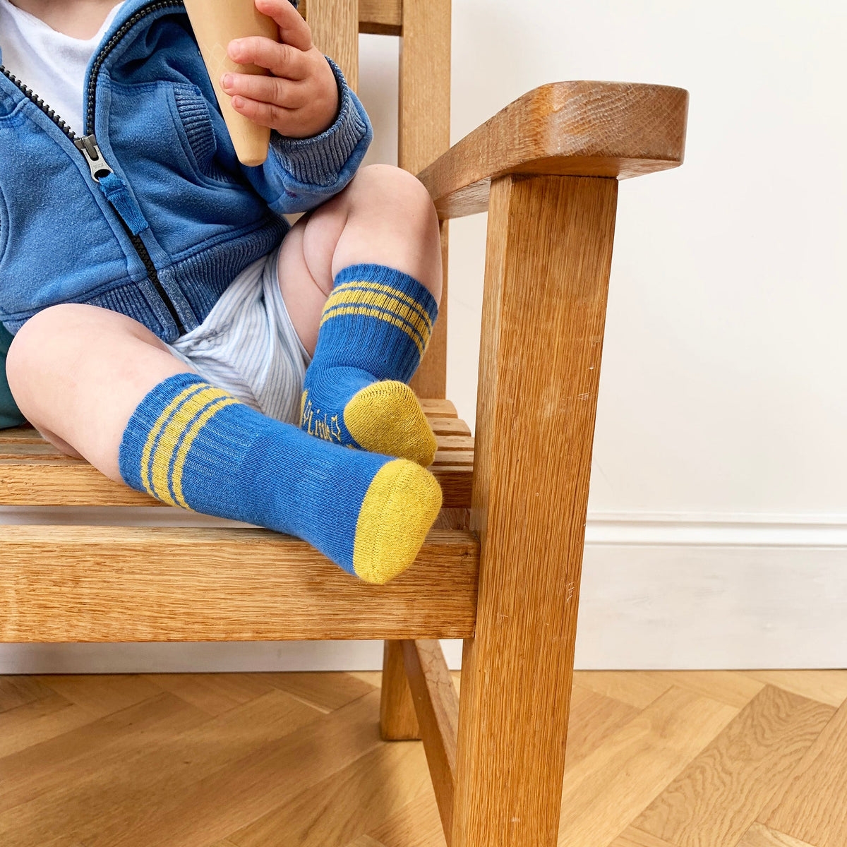 Sporty Non-Slip Stay-on Baby & Toddler Organic Quarter Crew Socks - Blue