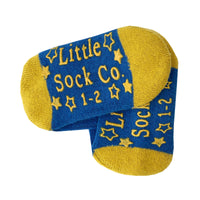 Non-Slip Stay-on Baby & Toddler Organic Quarter Crew Sporty Socks - 3 Pack - Blue & Grey