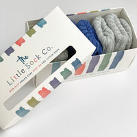 Gift Boxed Newborn Baby Stay on Cotton Ribbies Cloud Grey and Navy