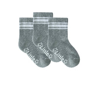 Sporty Non-Slip Stay-on Organic Baby and Toddler Quarter Crew Socks - Grey