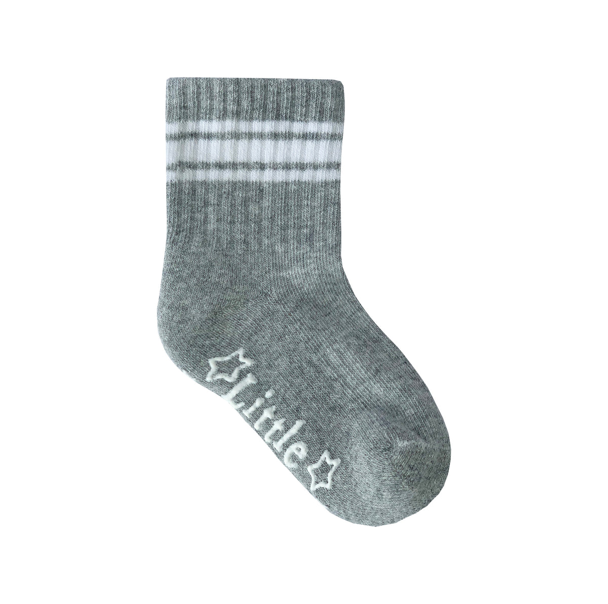 Sporty Non-Slip Stay-on Organic Baby and Toddler Quarter Crew Socks - Grey Single