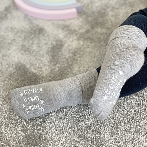 SLIM FIT - Non-Slip Stay On  Baby, Toddler & Child Socks | 3 Pack in Grey Sky