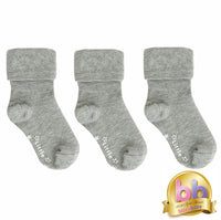 Talipes (clubfoot) Boots and Bar Socks (0 - 3 years) - Non-Slip + Stay On Baby and Toddler Socks - 3 Pack in Grey