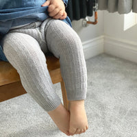 Cable Knit Baby and Toddler Leggings / Footless Tights - Grey Marl