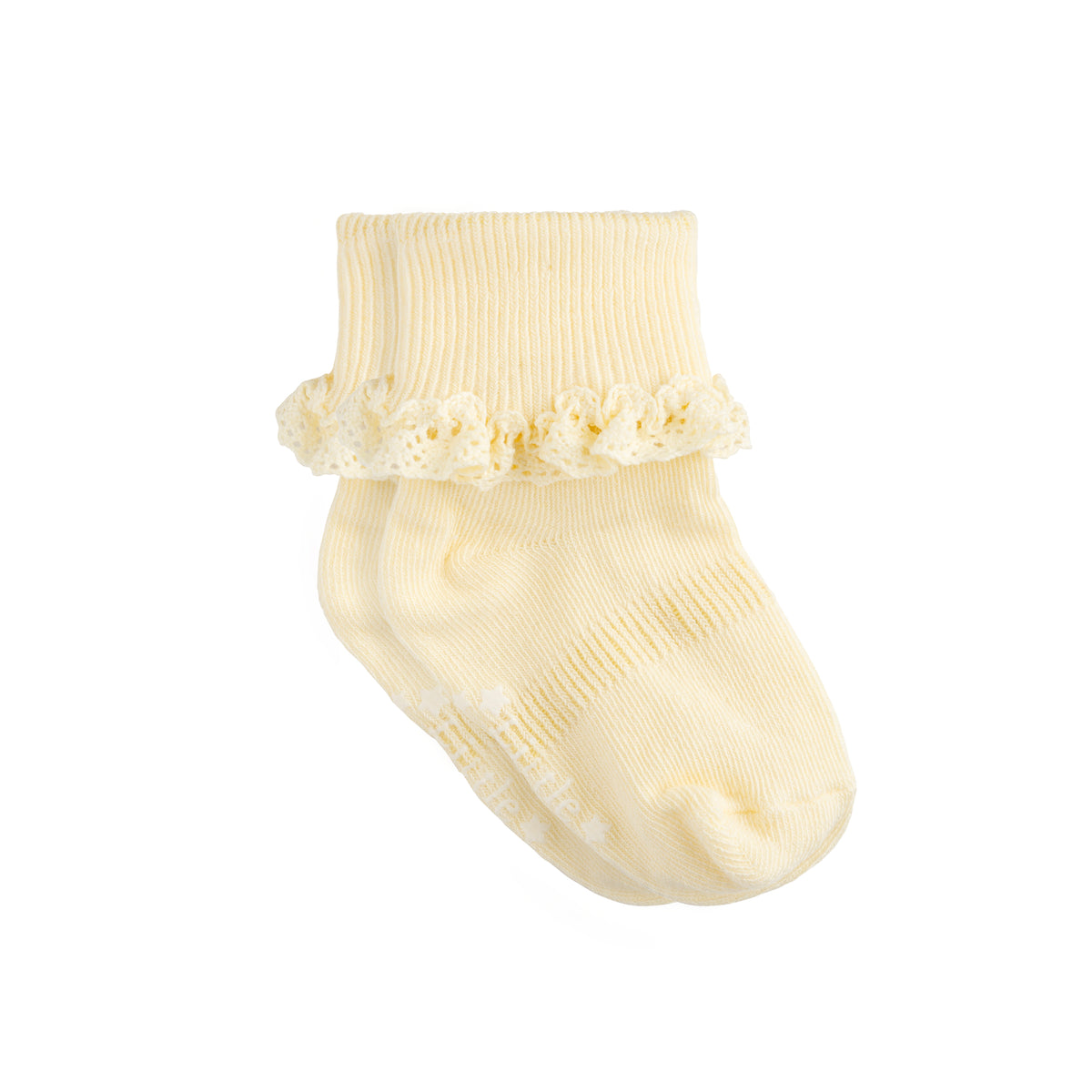 Frilly Non-Slip Stay-On Baby and Toddler Socks - Lemon Drop