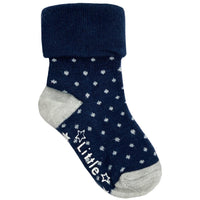 Non-Slip Stay on Baby and Toddler Socks - Navy Pin Dot