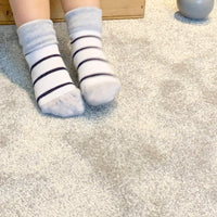 Non-Slip Stay on socks in Navy wide Stripe