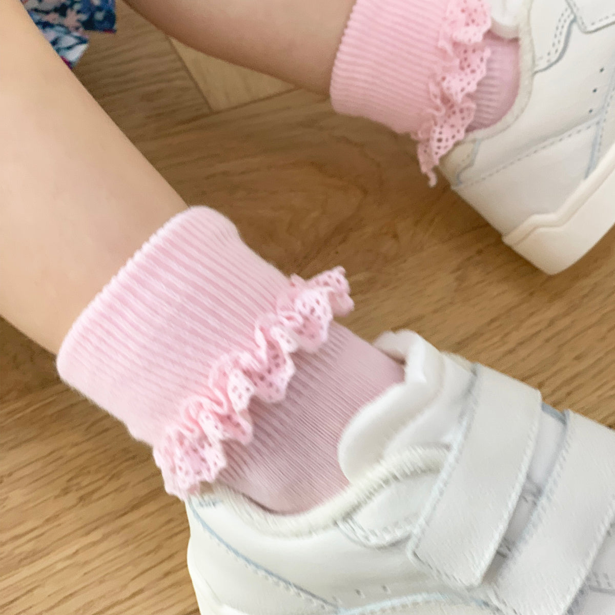 Frilly Non-Slip Stay-on Baby and Toddler Socks - 5 Pack in Amethyst, White and Pink Lemonade
