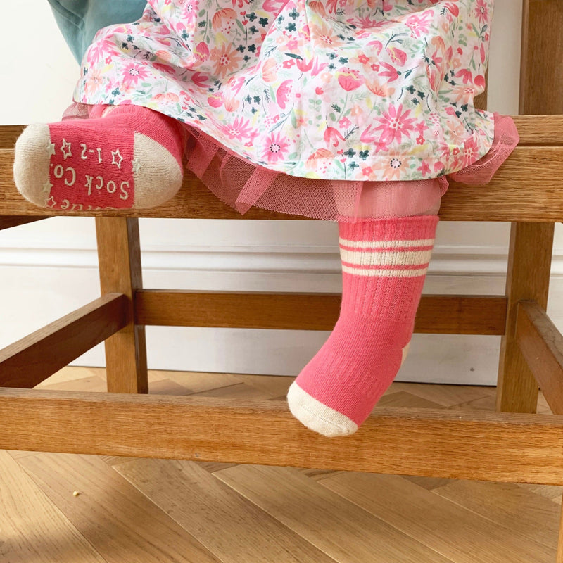 Non-Slip Stay-on Baby & Toddler Organic Quarter Crew Sporty Socks - 5 Pack - Pinks