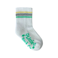 Sporty Non-Slip Stay-on Organic Baby and Toddler Quarter Crew Socks - White Single